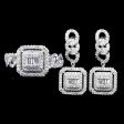 NEW Cushion Chain Halo Paved Diamond Jewelry Set 14kt Discount