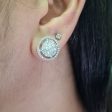 NEW Round Halo Paved Diamond Stud Earrings 18kt on Sale