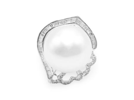 NEW 13mm South Sea Pearl Diamond Ring 18kt For Discount