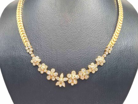 NEW Golden Flower Station Diamond Necklace 18kt Online now