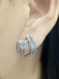 Square Baguette Deco Paved Diamond Earrings 14kt Sale