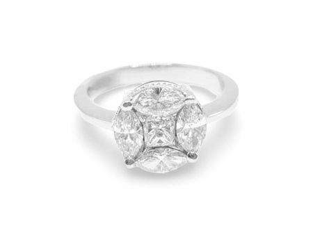 NEW 4ct Face Round Invisible Diamond Ring 18kt For Sale