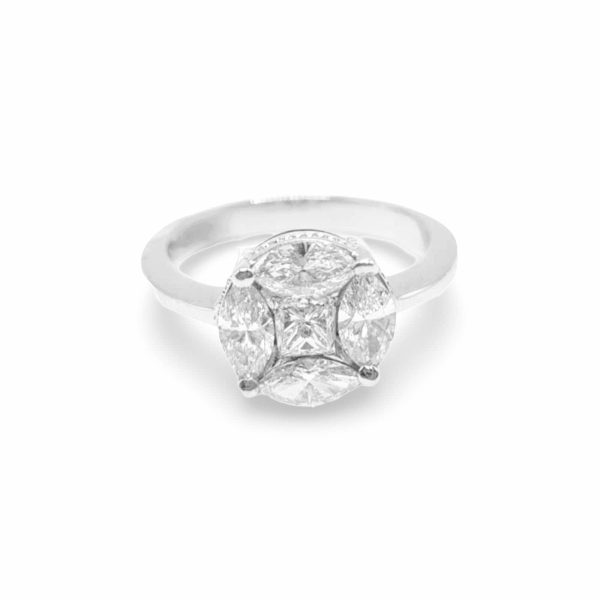 NEW 4ct Face Round Invisible Diamond Ring 18kt For Sale