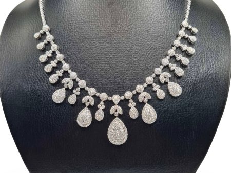 NEW Round Pear Drop Deco Statement Diamond Necklace 14kt Online Hot Sale