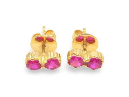 NEW Twin Ruby Gemstone Stud Earrings 14kt Discount