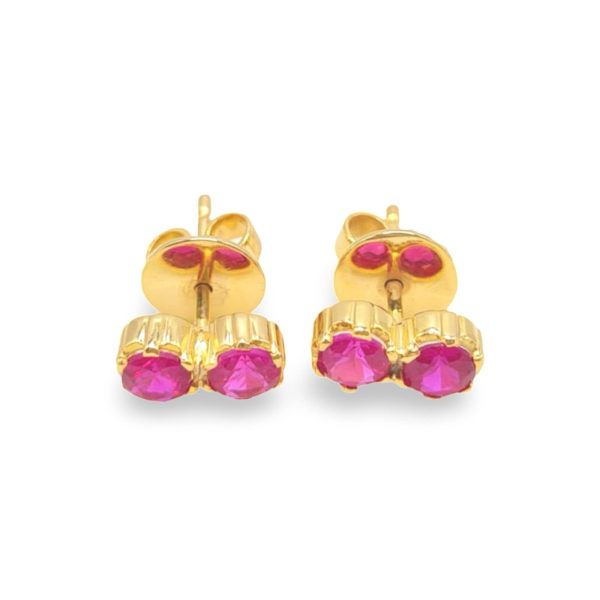 NEW Twin Ruby Gemstone Stud Earrings 14kt Discount