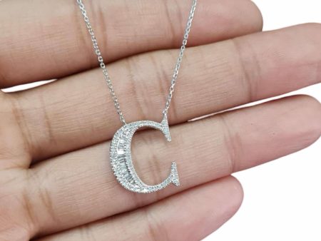 NEW Alphabet C Diamond Necklace 14kt Sale