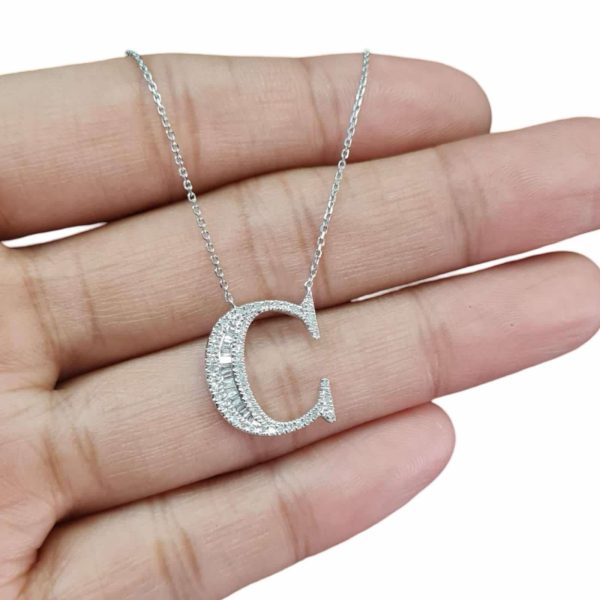 NEW Alphabet C Diamond Necklace 14kt Sale