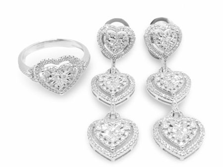 NEW Trio Heart Centered Round Enlarger Diamond Jewelry Set 14kt Online