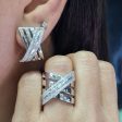 NEW Diagonal Crossover Statement Diamond Jewelry Set 14kt For Cheap