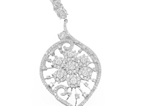 NEW Pear Leaf Deco Diamond Pendant 14kt on Sale