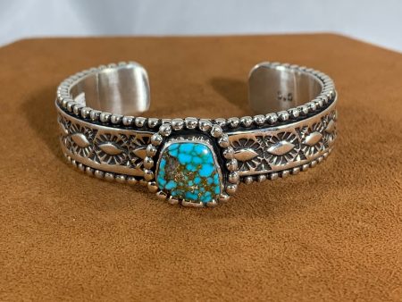 Stamped Turquoise Cuff by Johnathan Nez For Discount