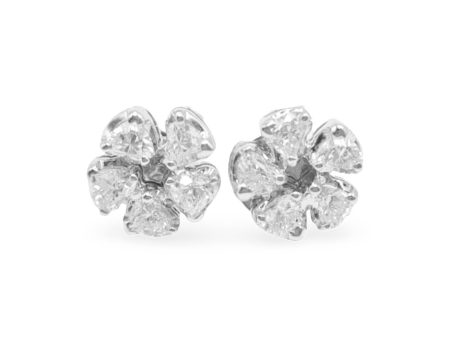 NEW Flower Solitaire Stud Diamond Earrings 18kt Online Hot Sale