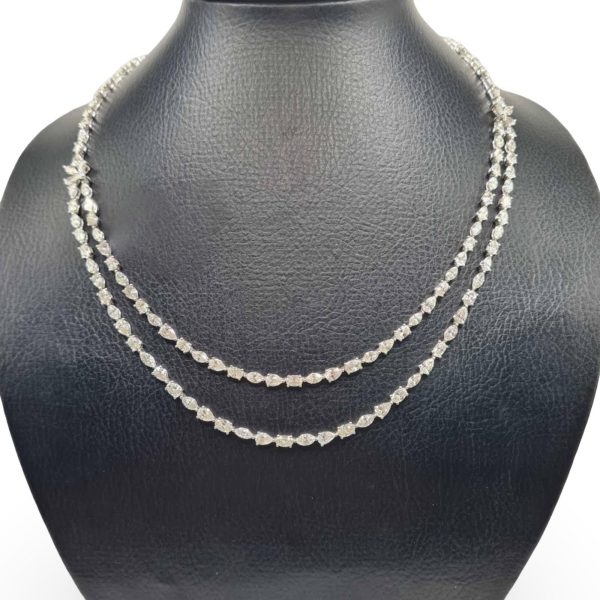 NEW Multi-Shape Layers Eternity Diamond Necklace 18kt Discount