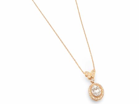 NEW Oval Halo Butterfly Diamond Necklace 14kt Online Sale