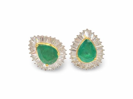 NEW Pear Baguette Jade Diamond Earrings 18kt Online