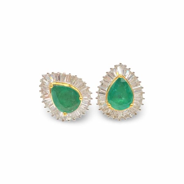 NEW Pear Baguette Jade Diamond Earrings 18kt Online