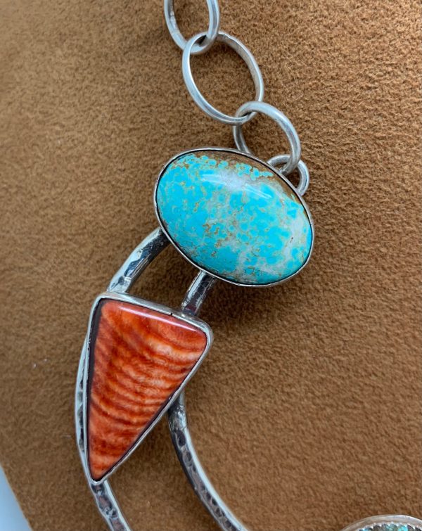 #8 Turquoise and Spiny Oyster Necklace by Dezbah Stumpff on Sale