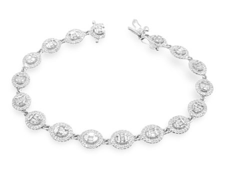 NEW Full Eternity Oval Halo Diamond Bracelet 14kt Online Hot Sale