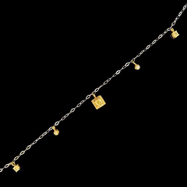 #LVNA2024 | LVNA Signatures Square Cushion Rare Fancy Yellow Colored Station Diamond Bracelet 18kt Supply