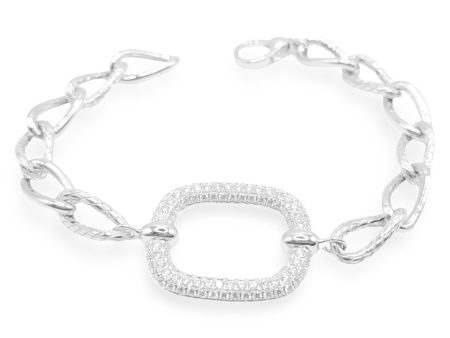 NEW Multi Rectangular Geometric Paperclip Diamond Bracelet 14kt Hot on Sale