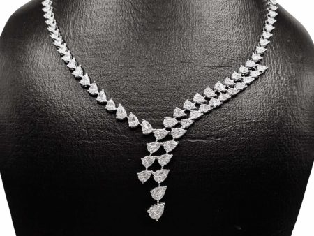 NEW Pear Baguette Layered Diamond Necklace 14kt For Cheap