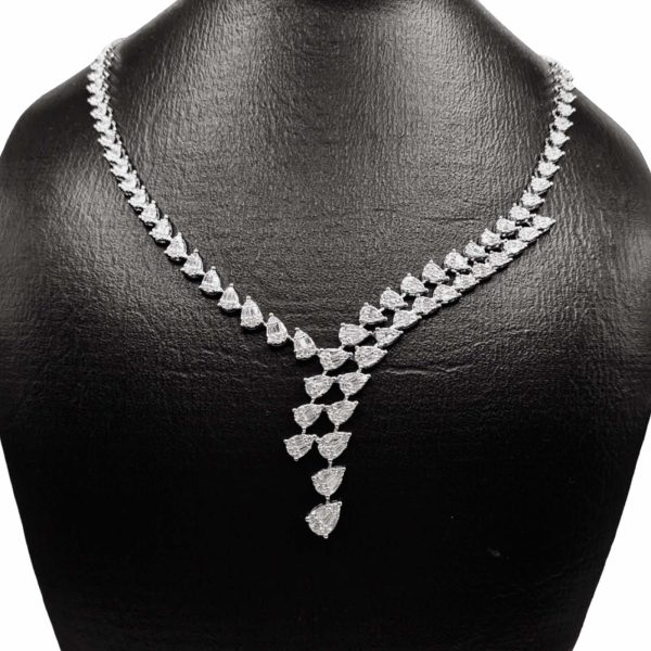 NEW Pear Baguette Layered Diamond Necklace 14kt For Cheap