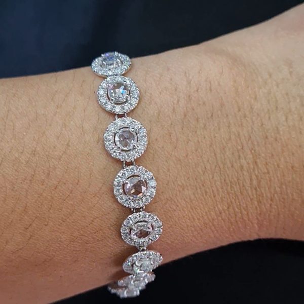 NEW Round Tennis Diamond Rosecut Bracelet 18kt Online now