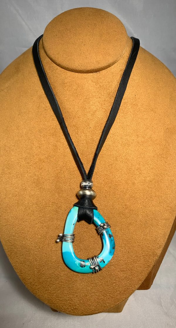 Hubei Loop Turquoise on Leather by Gloria Sawin Fine Jewelers Online