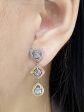 Multi-Tone Cluster Shape Dangling Diamond Earrings 14kt Cheap