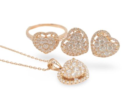 NEW Rose Heart Classic Diamond Jewelry Set 18kt For Sale