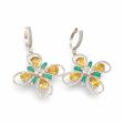 NEW Floral Colored Gemstone Diamond Dangling Earrings 18kt Hot on Sale