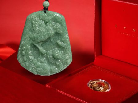 THE VAULT | Genuine  Natural Myanmar Jadeite Phoenix Necklace For Sale