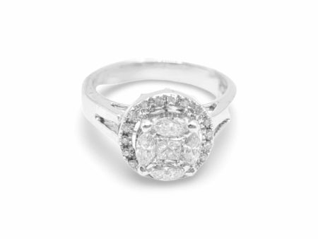 NEW Round Halo Invisible Diamond Ring 14kt Sale