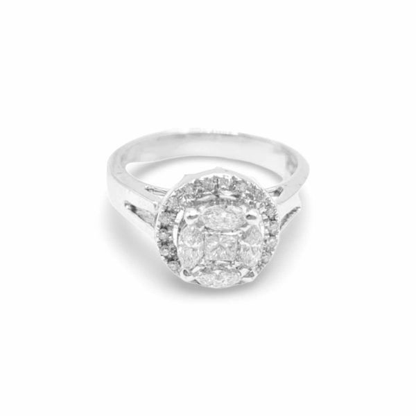 NEW Round Halo Invisible Diamond Ring 14kt Sale