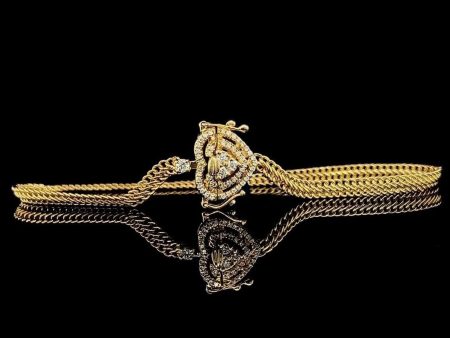 Unisex Golden Lock Heart Chain Halo Diamond Bracelet 18kt Fashion