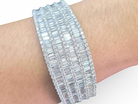 NEW Layered Baguette Statement Diamond Bangle 18kt For Discount