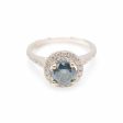 NEW Round Blue Diamond Halo Ring 18kt Fashion