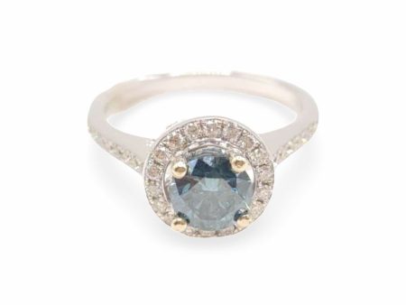 NEW Round Blue Diamond Halo Ring 18kt Fashion