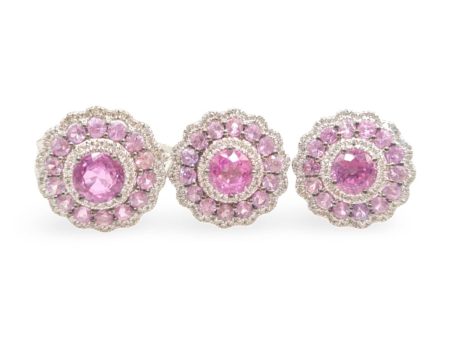 NEW Floral Colored Nano Gemstone Halo Diamond Jewelry Set 14kt Online now