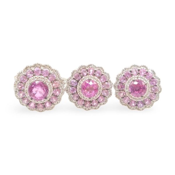 NEW Floral Colored Nano Gemstone Halo Diamond Jewelry Set 14kt Online now