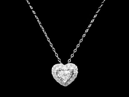 Classic Heart Diamond Necklace 18” 18kt Chain For Cheap