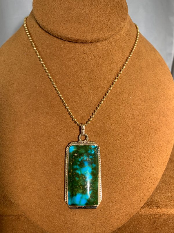 Turquoise and Gold Code Talker Dog Tag by Aldrich Arts Fashion