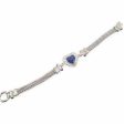 NEW Heart Blue Sapphire Gemstone Watch Strap Diamond Bracelet 14kt on Sale