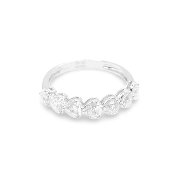 NEW Heart Half Eternity Diamond Ring 14kt For Sale