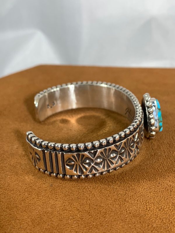 Stamped Turquoise Cuff by Johnathan Nez Online Hot Sale