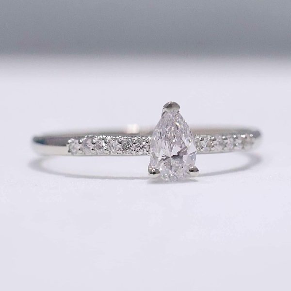 0.56cts H VVS Pear Paved Diamond Engagement Ring 14kt #0069 For Cheap