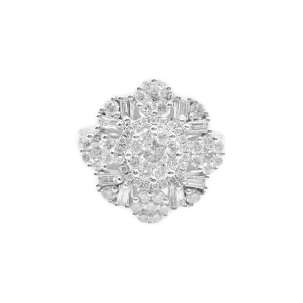 NEW Flower Round Diamond Ring 18kt For Cheap