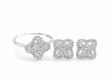 NEW Classic Floral Diamond Jewelry Set 18kt Discount