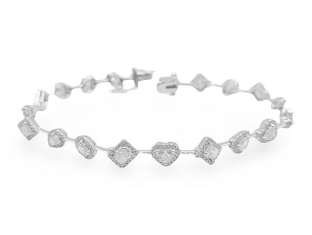 NEW Multi-shaped Solitaire Halo Diamond Tennis Bracelet 14kt Cheap